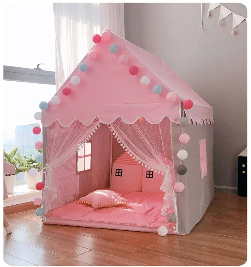 Portable Children's Tent Folding Kids Tents Tipi Baby Play House Large Girls Pink Princess Castle Child Room Decor Play Tent Toy