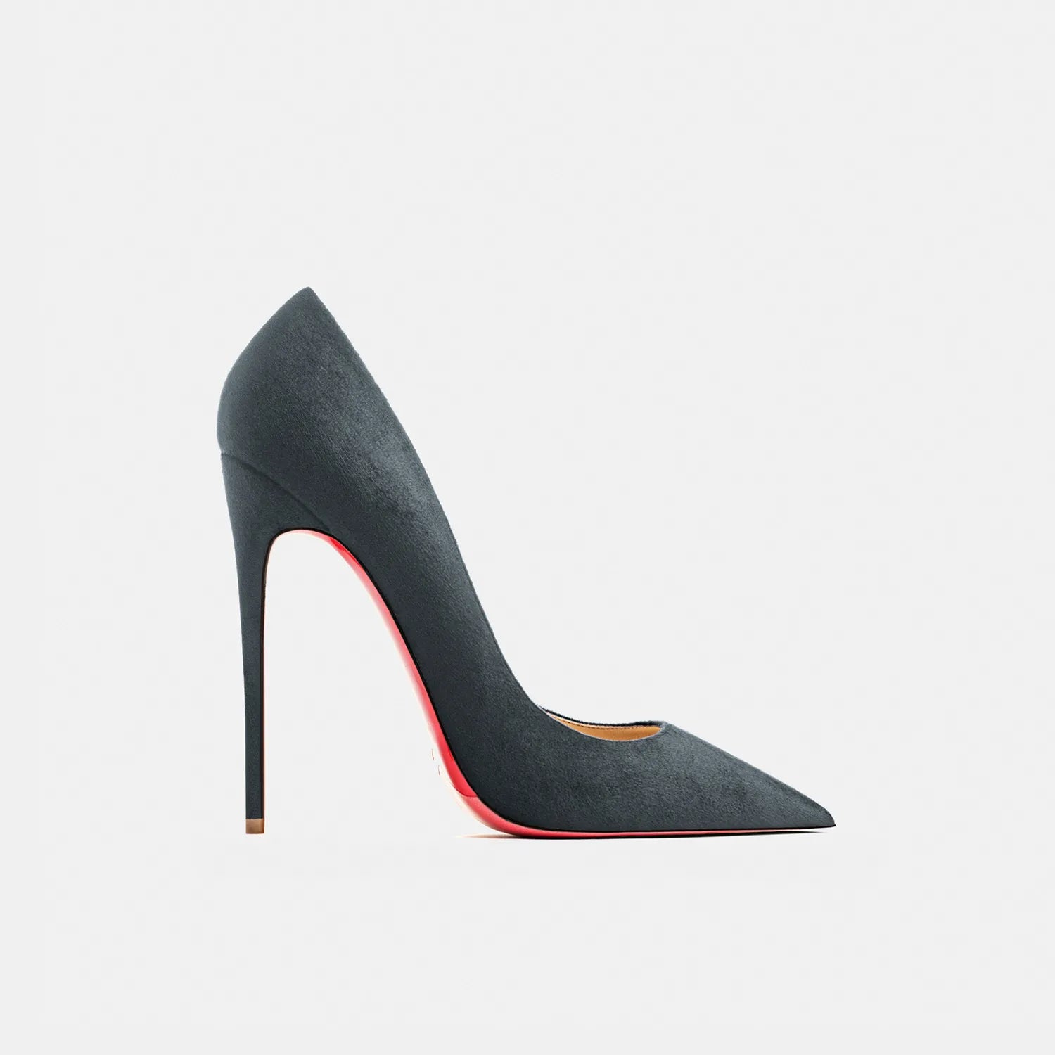 2022 Autumn New Women's High Heels Shoes Sexy Pointed Suede Red Shiny Bottom Pumps Fashionable Temperament Shallow Wedding Shoes