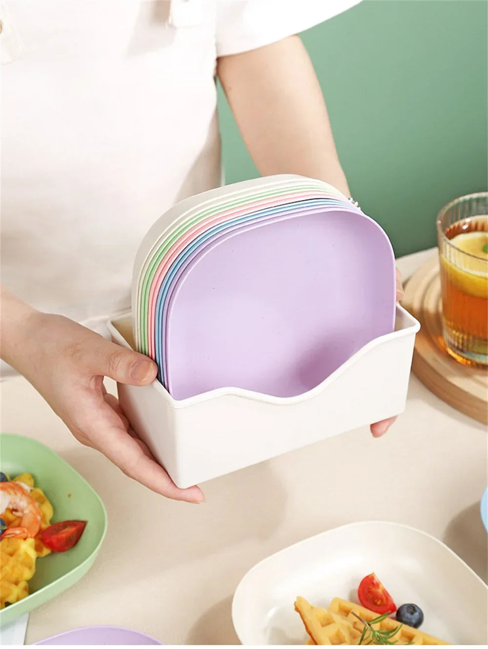 10pcs Multi-function Spit Bone Dish Food Grade Plastic  Round Square Set Dining Table Garbage Plate  Household Snack Fruit Plate