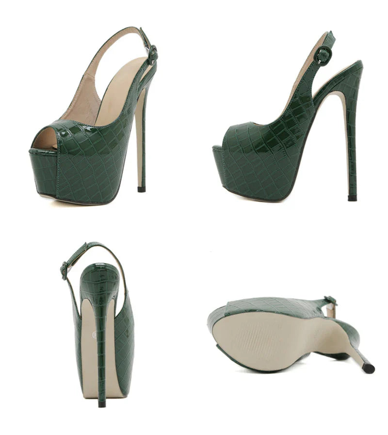 Hlieny Size 35-42 Sexy Peep Toe Extreme Thin High Heels Women Pumps Fashion Back Buckle Strap Sandals Pole Dancing Shoes
