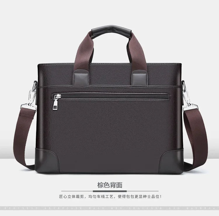 Men PU Leather Shoulder Fashion Business Bags Handbags Black Bag Men for Document Leather Laptop Briefcases Bag