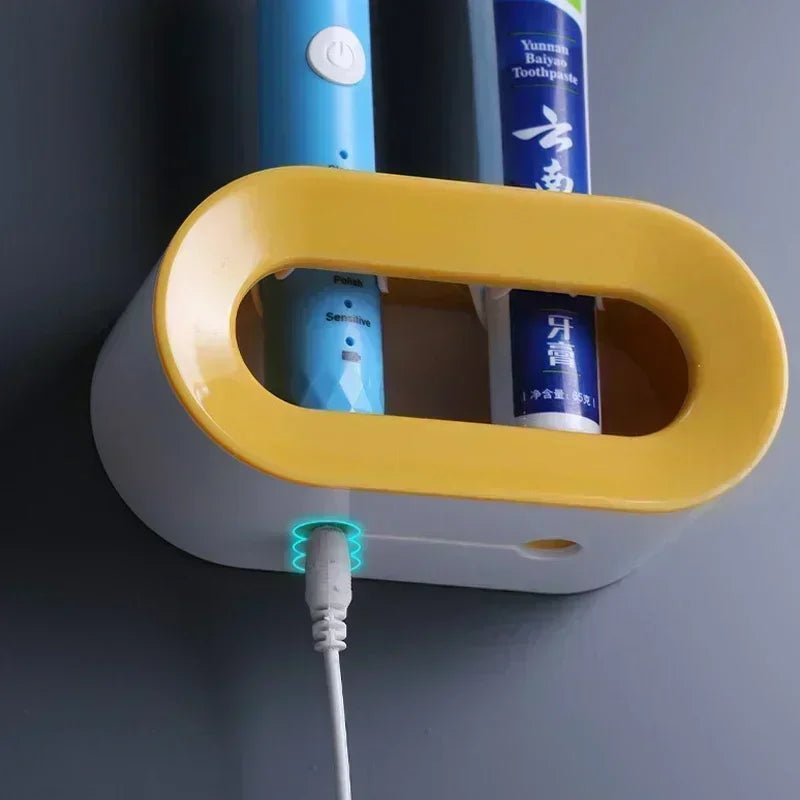 Bathroom Toothbrush Holder Wall Mount Bathroom Organizer Double Single Hole Self Adhesive Tooth Brush  Accessories Space Saving