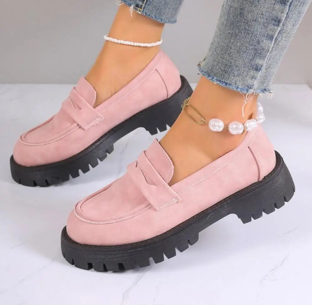 Retro British Style Platform Loafers Women 2024 Plus Size Round Toe Single Shoes Woman Thick Bottom Leather Oxford  Shoes Mujer