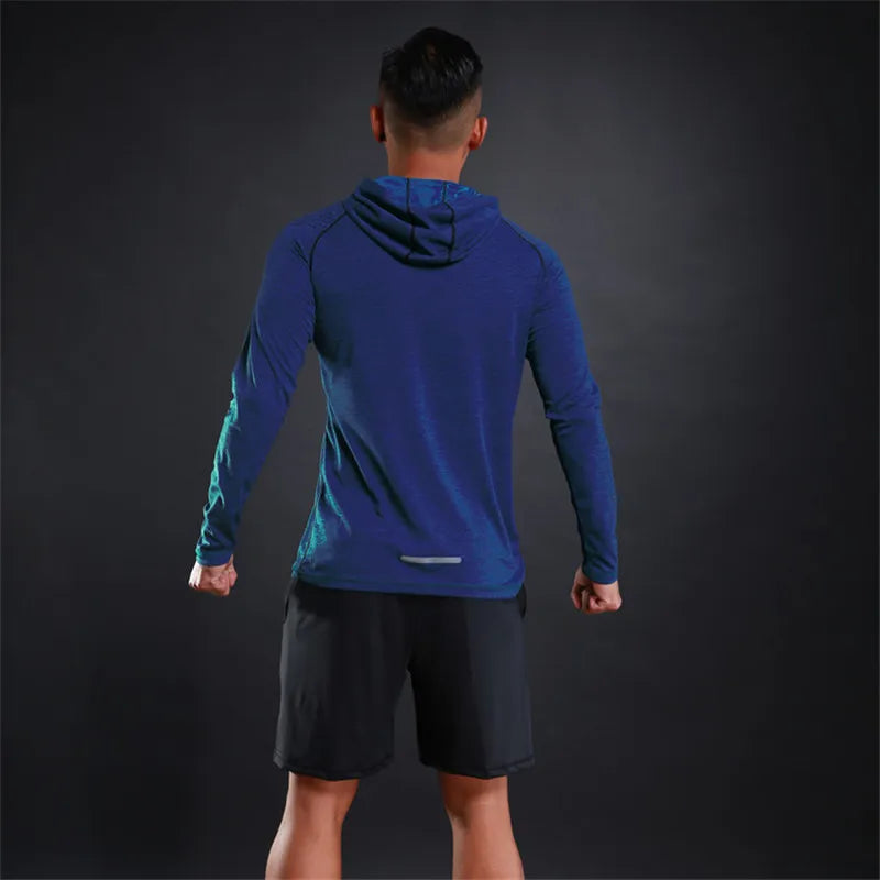 Sport Bodybuilding Sweatshirt Running Jacket Men Hoodies Gym Training Fitness Compression Jersey Long Sleeved T-Shirts Fast Dry