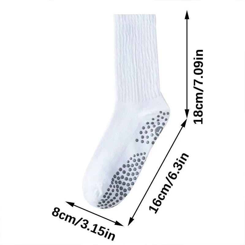 Yoga Socks Mid-Calf Pilates Socks Non-Slip Women's Sweat-Absorbent Non-Slip Dotted Floor Socks Versatile Sports Fitness Silicone Socks