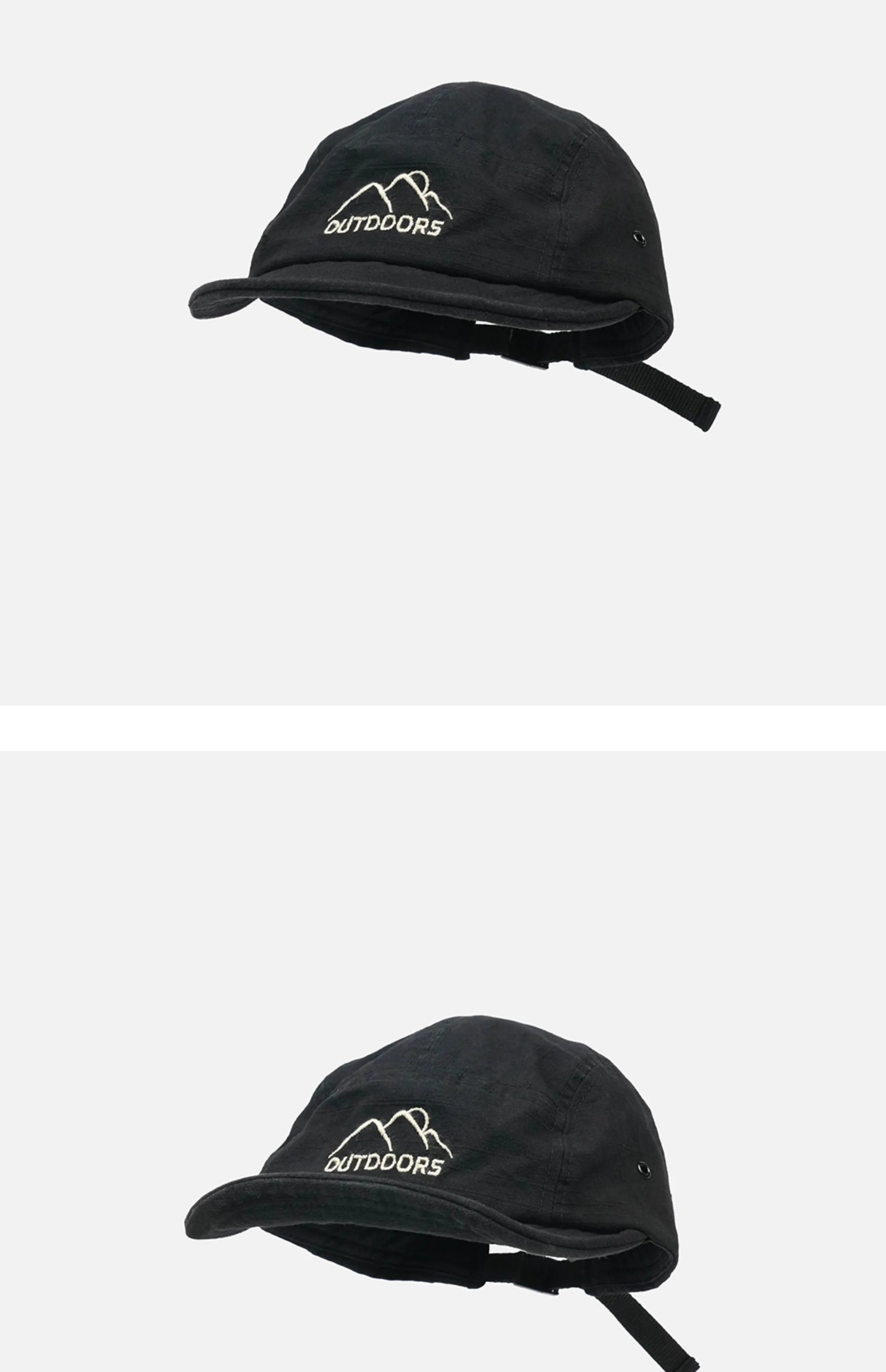 Style Short Brim Peaked Cap Men and Women All-Matching Retro Soft Top Snap-Brim Hat Mountain Embroidery Five-Piece Hat Fashion
