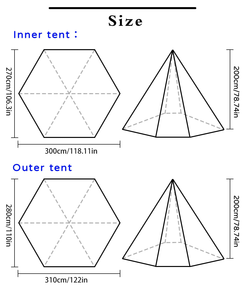 Indian Tent Outdoor Waterproof Tipi Tent 4 Person Yurt Family Mongolian Large Teepee Camping for Adults Pyramid Double Layer
