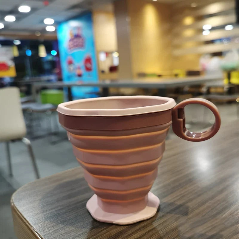 NEW 1/2Pc Foldable Coffee Cup With Handle And Lid,Creative Portable Water Cup,Travel Camping Hiking Cycling Kitchen Accessories