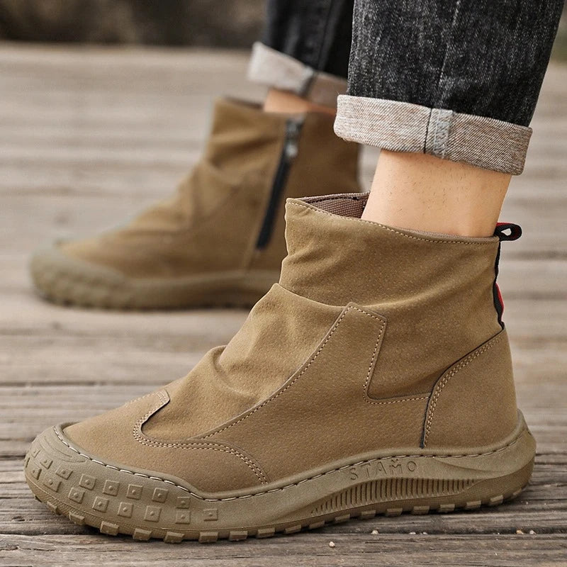 Outdoor Men's High-Top Work Boots Casual Shoes Comfortable Sport Workwear Waterproof Anti-slip Long-lasting No Fatigue Footwear