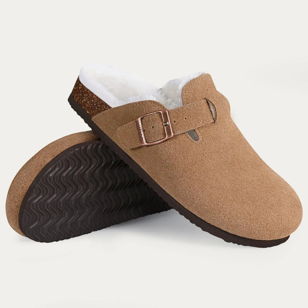 KIDMI Suede Clogs for Women Men Mules Cork Footbed Sandals With Arch Support Fashion Nonslip Outdoor Beach Slippers Home Shoes