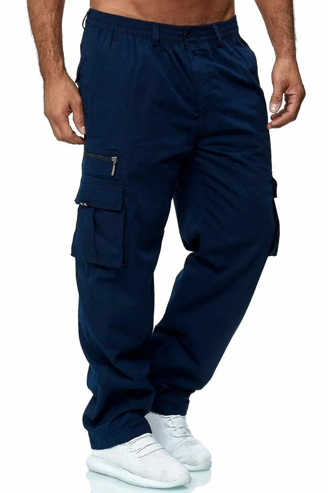 Men Sweatshirts Jogging Pants Men Casual Pants Men Stylish Color Block Zip Pockets Drawstring Sports Skinny Pants Trousers Pants