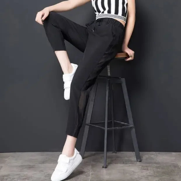 Sweatpants Harem Female Pants Black Joggers Jogging Trousers for Women Fitness Clothes and Capris Elastic Waist Drawstring 90s G
