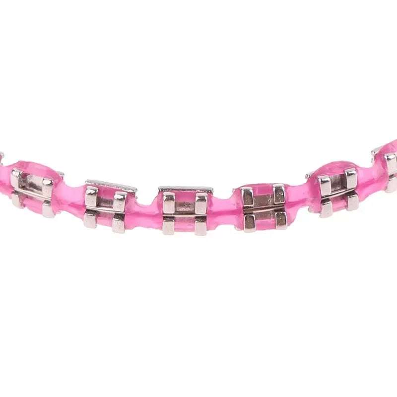 1pair Fashionable Tooth Decoration Set with Metal Chain - Upgraded Dental Model Kit for Upper/Lower Matching, Daily Party Wear