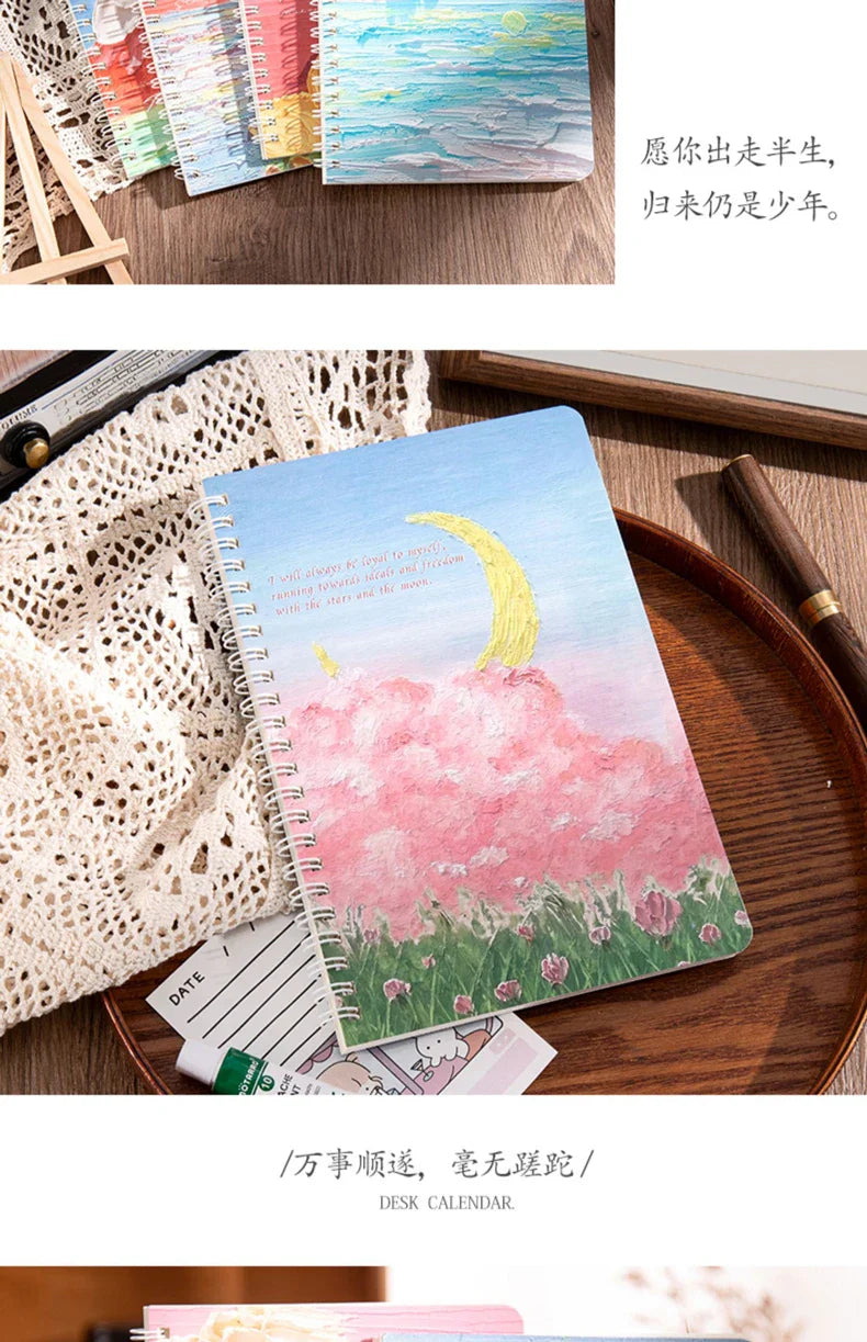 4 Books/Set A5 Coil Lined Notebook High Quality Kawaii Korean Stationery Cute School Supplies for Students