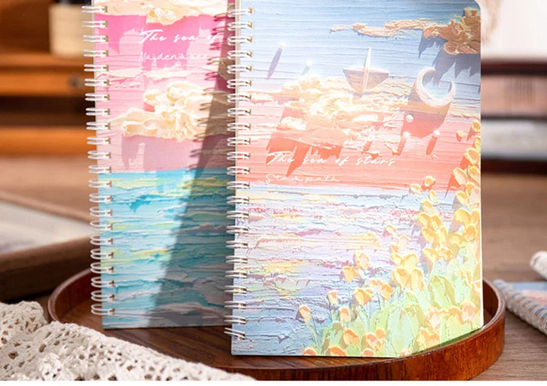 4 Books/Set A5 Coil Lined Notebook High Quality Kawaii Korean Stationery Cute School Supplies for Students