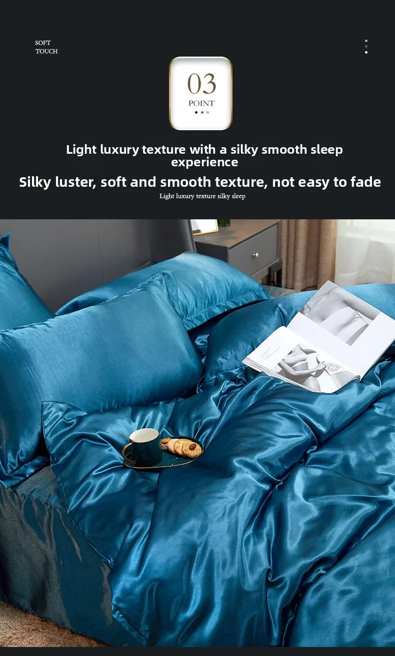 Duvet Cover Set Bed 120/150/180/200 Tencel Silk Bedding Set Black Green White Summer Sheet Luxury Stretch Fitted Sheet 180x200