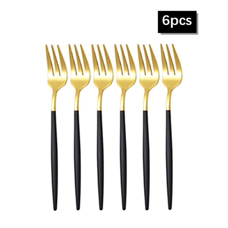 6pcs/30pcs Stainless steel knife and fork Portuguese tableware set Gold creative Western steak knife and fork spoon