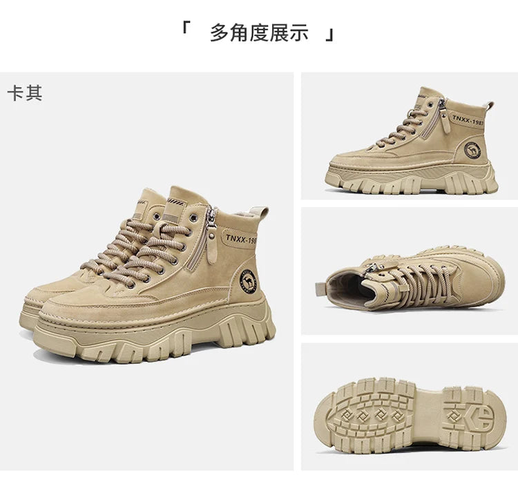 High-top boots, British workwear motorcycle shoes, versatile casual shoes, trendy outdoor shoes
