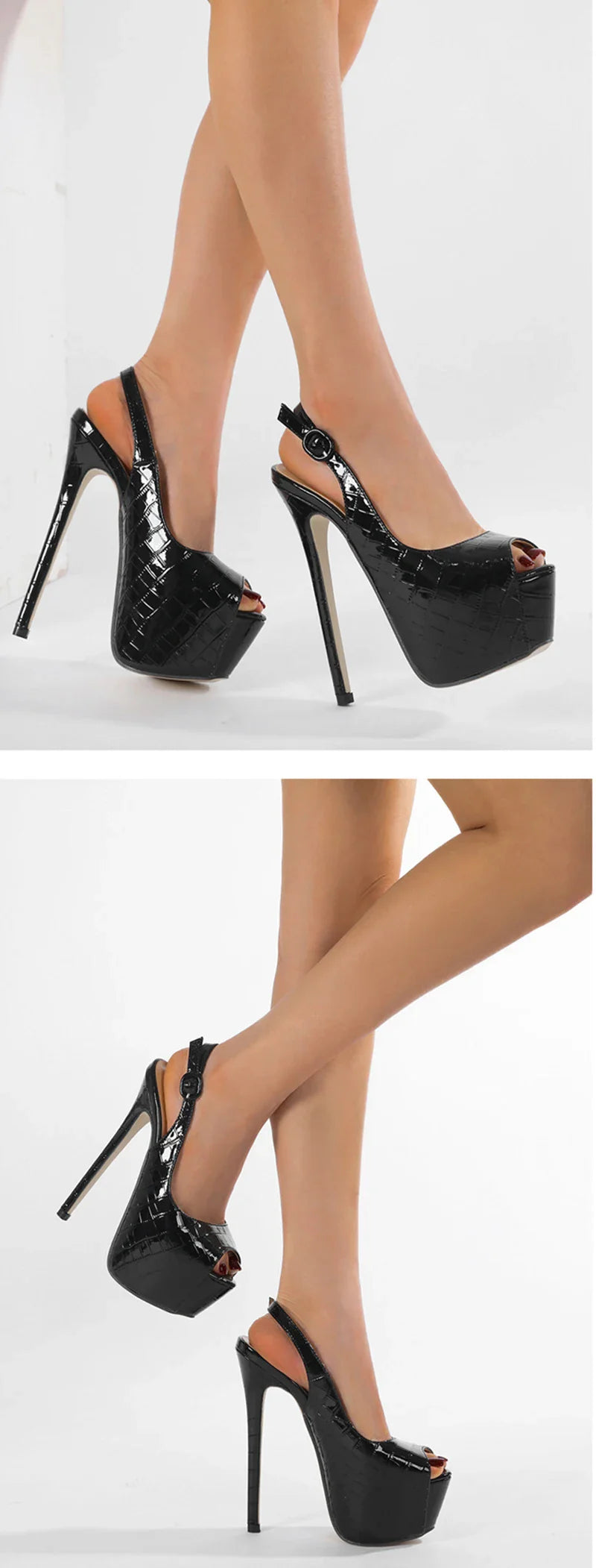 Hlieny Size 35-42 Sexy Peep Toe Extreme Thin High Heels Women Pumps Fashion Back Buckle Strap Sandals Pole Dancing Shoes