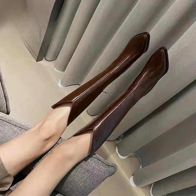 Long Boots for Women Middle Heel Spring Autumn Pointed Toe Quality Knee High Shaft Shoes Woman Work Y2k Hot Gyaru Cosplay New In