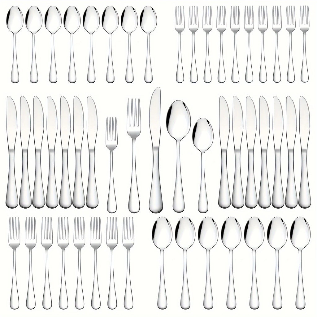 60pcs, Stainless Steel Flatware Set Black Silverware Mirror Polished Cutlery Set Birthdays Independence Day Dishwasher Safe