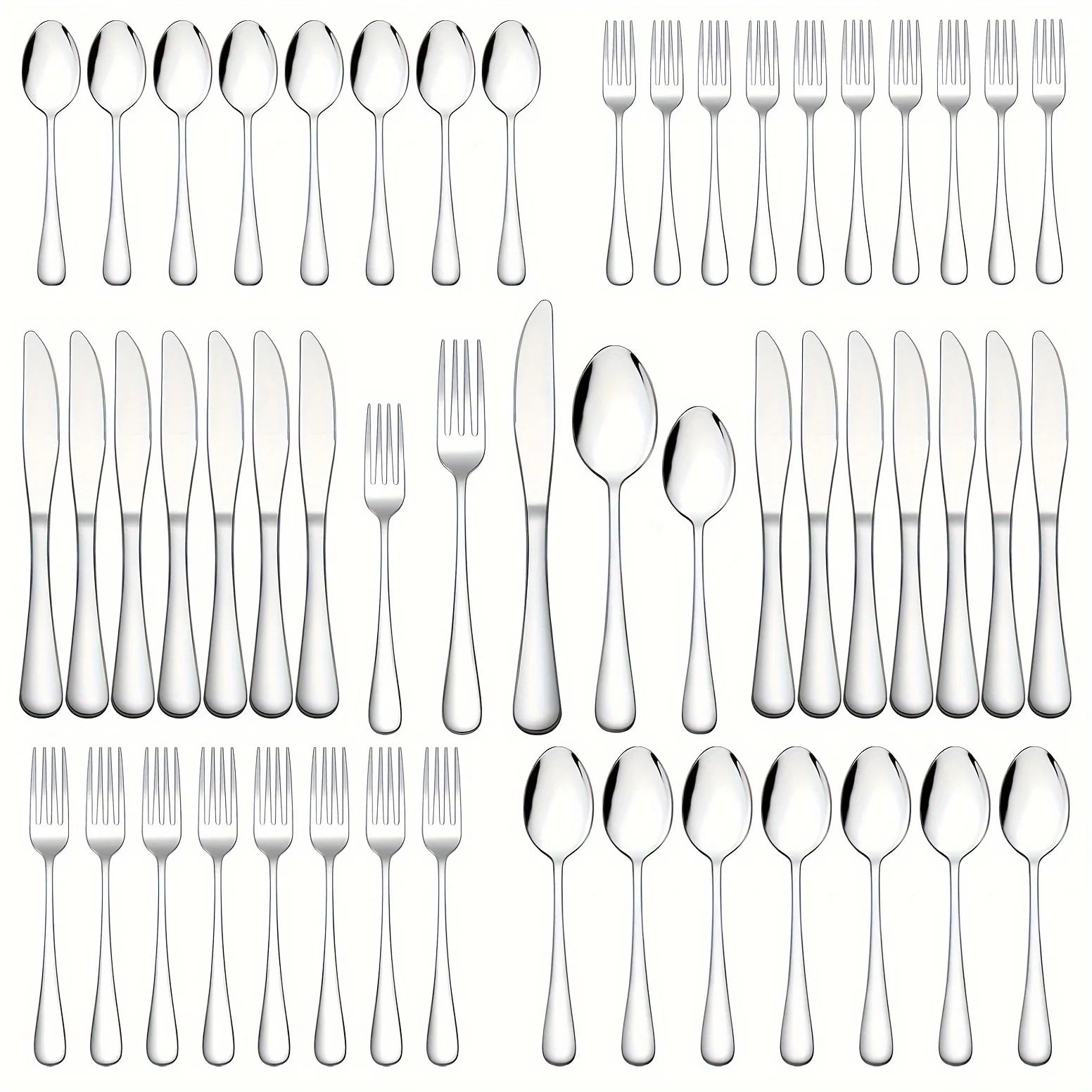 60pcs, Stainless Steel Flatware Set Black Silverware Mirror Polished Cutlery Set Birthdays Independence Day Dishwasher Safe