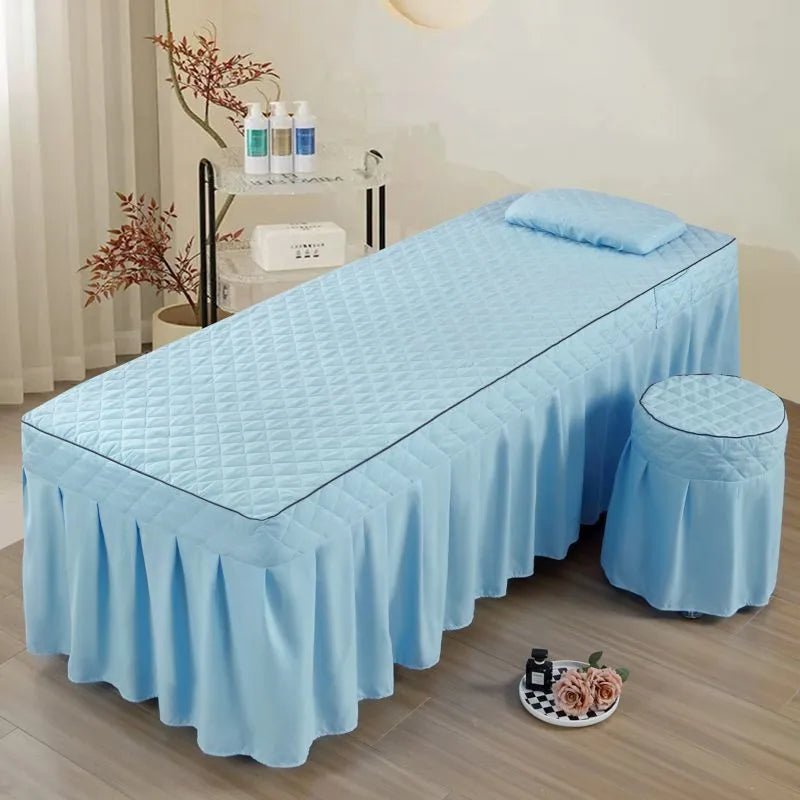 Thickened Single Double Beauty Bed Cover Pure Color Massage Beauty Salon Body Therapy Massage Hair Wash Bedding Cover Set