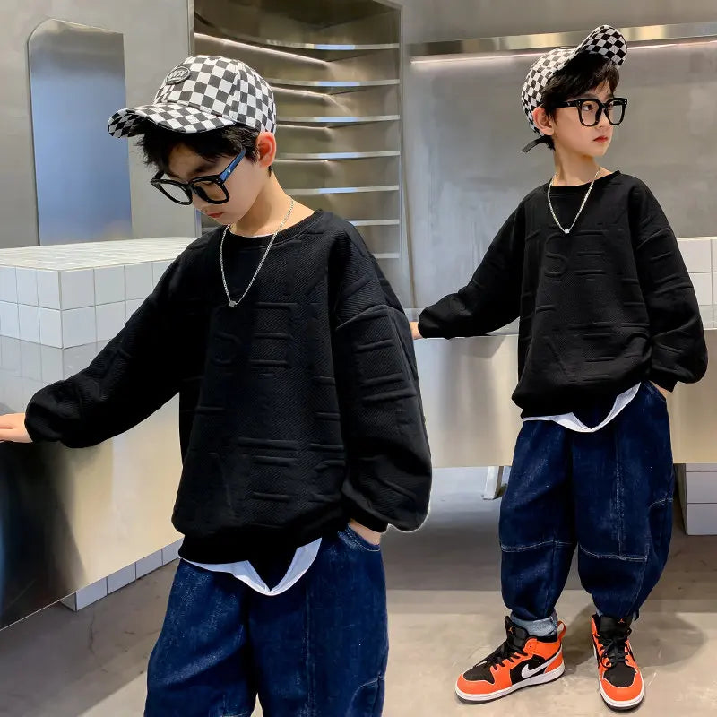 2023 Children Sweatshirts For Boys Cotton Coat Long Sleeve Baby Boy Tops Kids Spring Fall Clothes 5 6 7 8 9 10 11 12 13 14Years