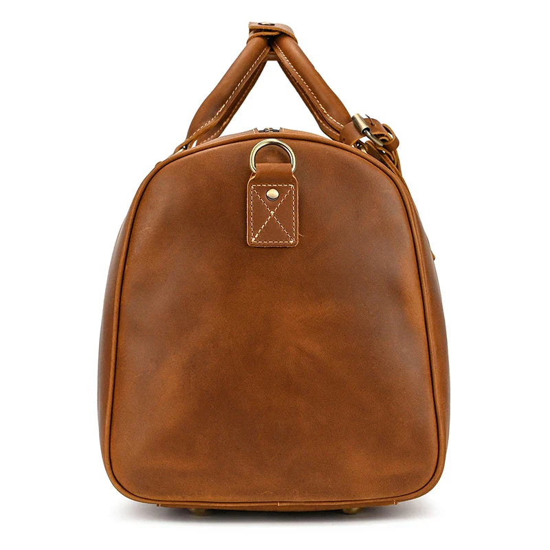 Luxury Genuine Leather Men Women Travel Bag Cow Leather Carry On Luggage Bag Travel Shoulder Bag Male Female Weekend Duffle Bag
