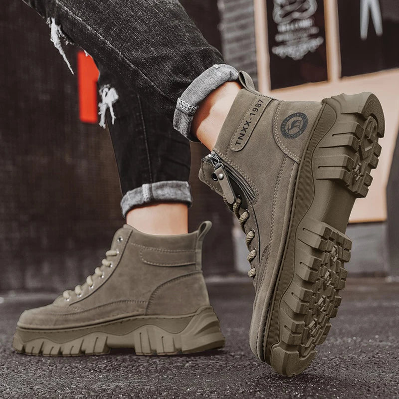 High-top boots, British workwear motorcycle shoes, versatile casual shoes, trendy outdoor shoes