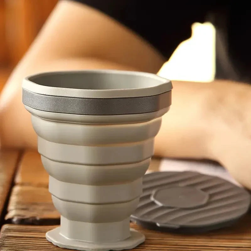 NEW 1/2Pc Foldable Coffee Cup With Handle And Lid,Creative Portable Water Cup,Travel Camping Hiking Cycling Kitchen Accessories