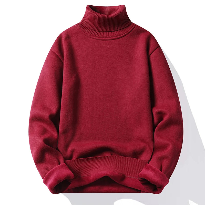 Sweatwear Mens Anti-pilling High Quality Knitted Turtleneck Sweater Slim Fit Long Sleeve Pullover Solid Color Trend Men Clothing
