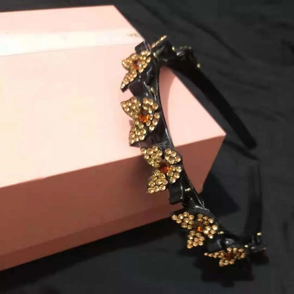 Hair Accessories Elegant Hair Bands with Clips Sweet Shiny Women Butterfly Hair Hoop Headwear Hair Weaving Tool Hairband Party