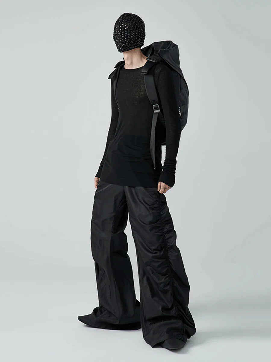 REDDACHiC Hip-hop Men's Ruched Sweatpants Y2k Retro Stacked Wide Leg Elastic Waist Quick-dry Casual Pants Sports Outdoor Clothes