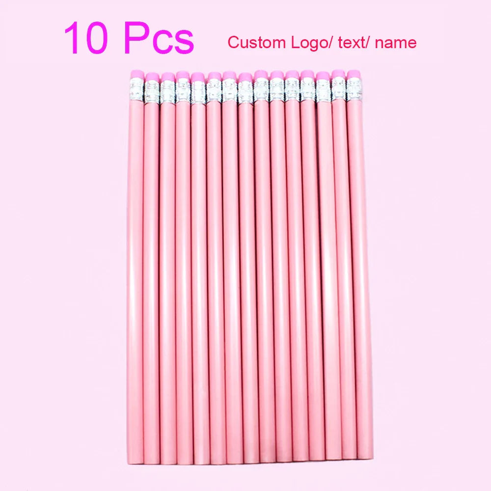 Custom Wood Pencils Personalized Name Pencils with Erasers-Imprinted Logo or Message Pen for Baby Shower Wedding School Office
