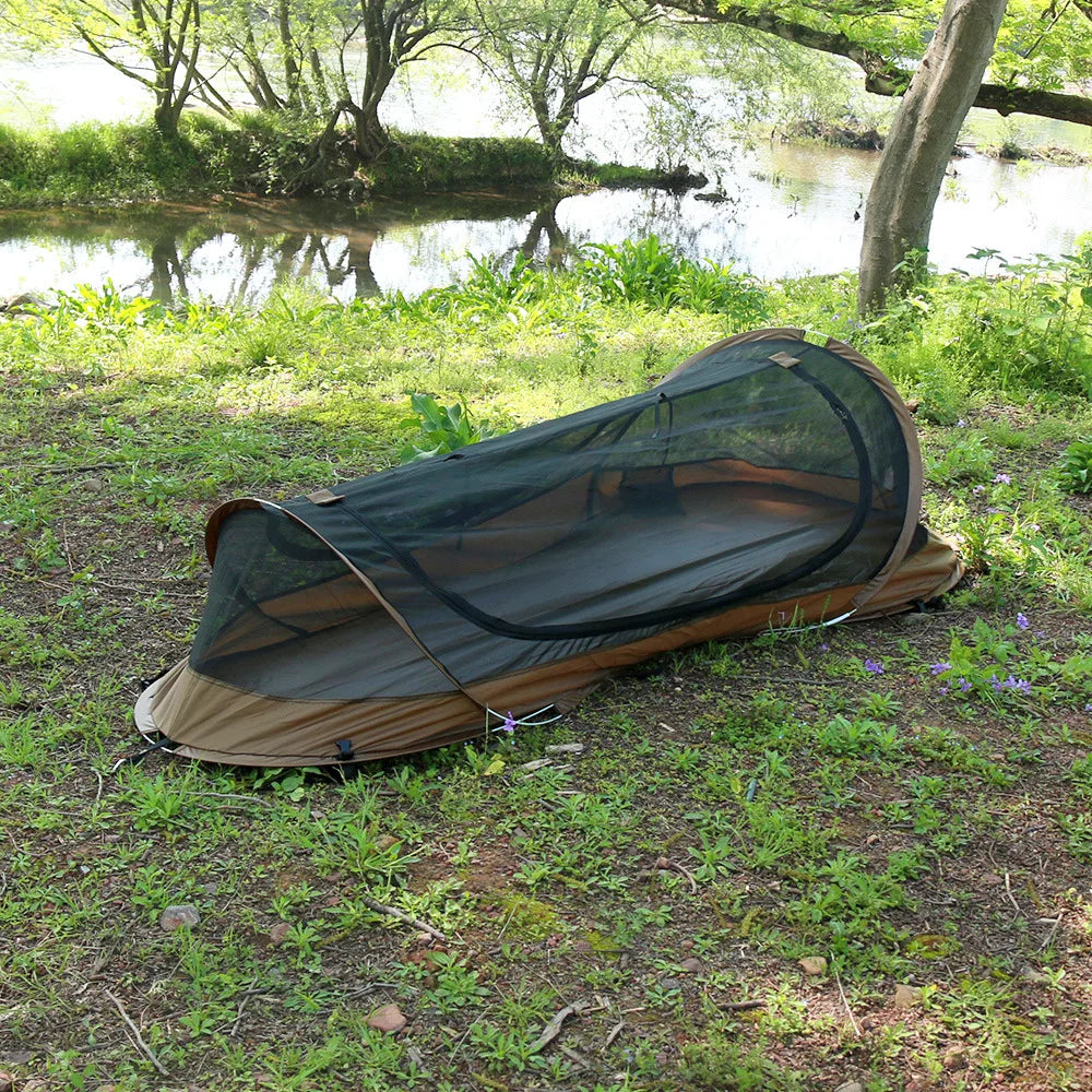 Single Tactical Tent Rainproof Boat Tent Folding Bed UV Protection Portable Outdoor Camping Hiking Mountaineering Gazebo
