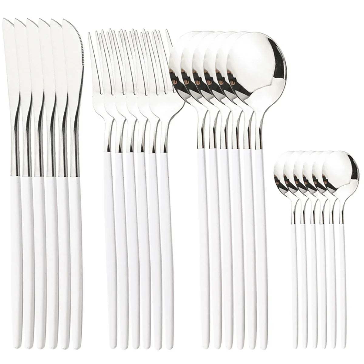 24Pcs Gold Tableware Sets Stainless Steel Cutlery Knife Tea Fork Coffee Spoon Flatware Dishwasher Safe Dinner Kitchen Dinnerware