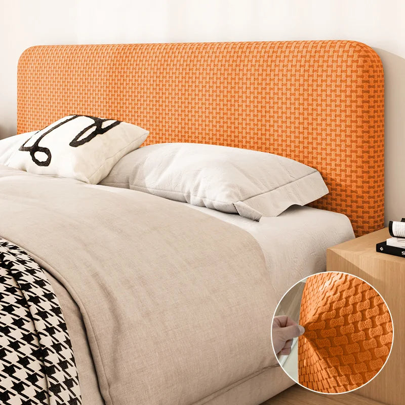 All-inclusive Jacquard Bed Headboard Cover Solid Color Elastic Bed Head Slipcover Solid Color Bed Backrest Cover Bedroom 2024