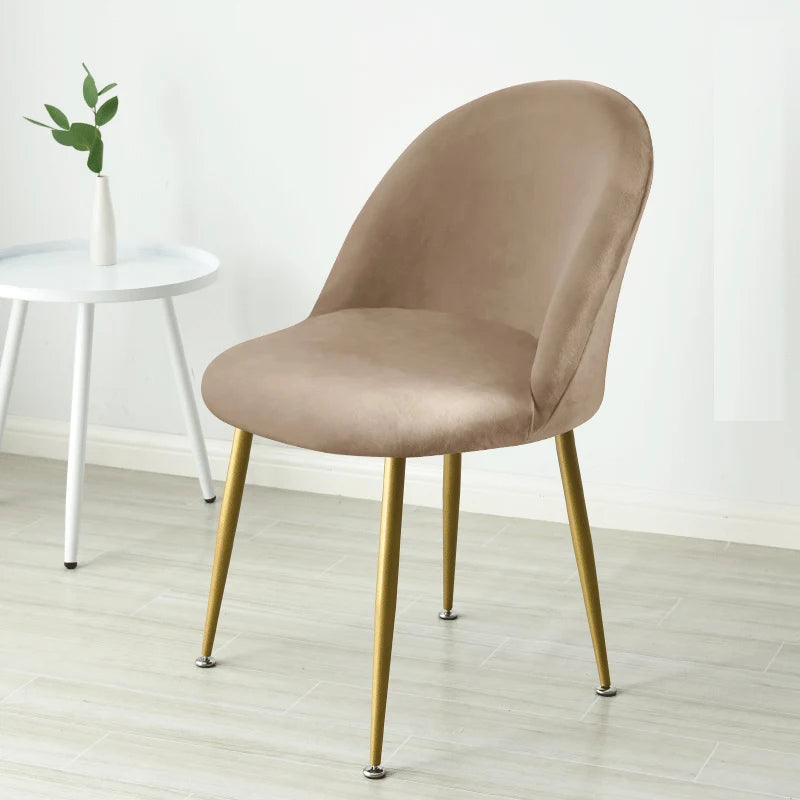 Soft Velvet Chair Cover Duckbill Curved Dining Chair Slipcover Low Back Thick Stretch Seat Covers for Living Room Kitchen Hotel