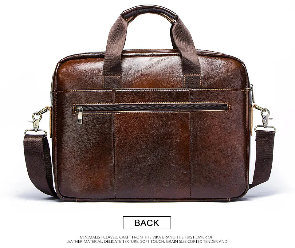 HUMERPAUL Briefcase Men Business Shoulder Messenger Bags Genuine Leather 15" Laptop Bag Men's Briefcase Office Business Handbag