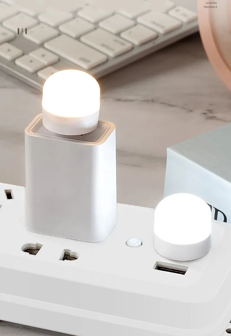 50/1Pcs Mini USB Night Light Warm White Eye Protection Book Reading Light USB Plug Computer Mobile Power Charging LED Night Lamp