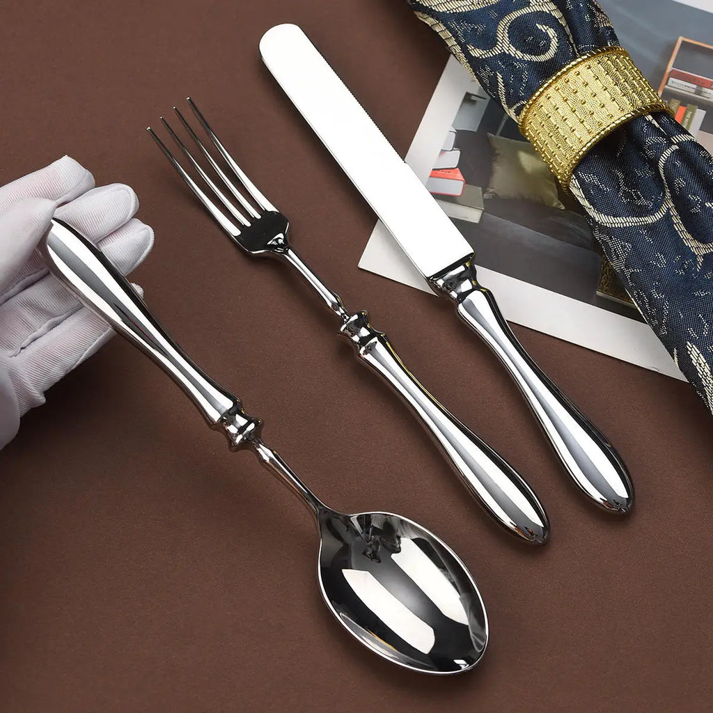 Luxury Gourd Shape Handle Stainless Steel Tableware 5 Pieces Spoons Forks Knives Elegant Cutlery Set