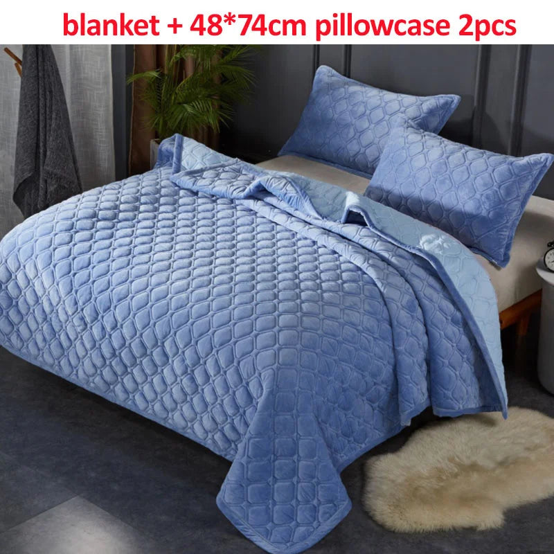 Winter Warm Blankets Quilt Plaid Bed Cover Quilted Bedspread Velvet Bedspread Cover For Beds