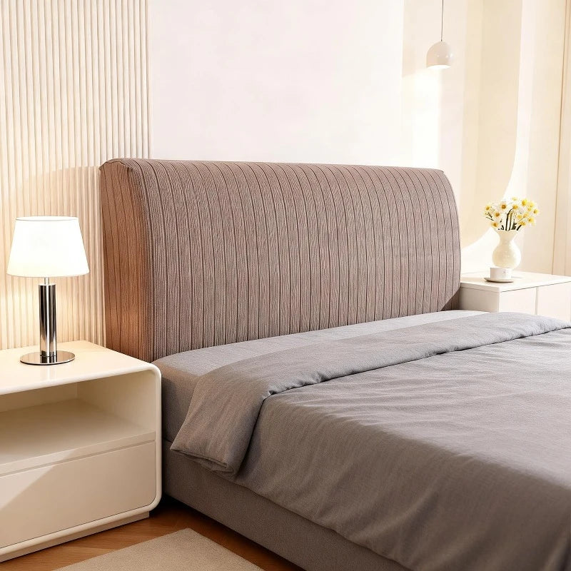 High Elasticity Headboard Cover Solid Color Double Bed Backrest Cover Autumn Winter Warm and Dustproof Cover Machine Washable