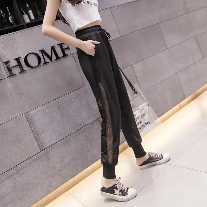 Sweatpants Harem Female Pants Black Joggers Jogging Trousers for Women Fitness Clothes and Capris Elastic Waist Drawstring 90s G