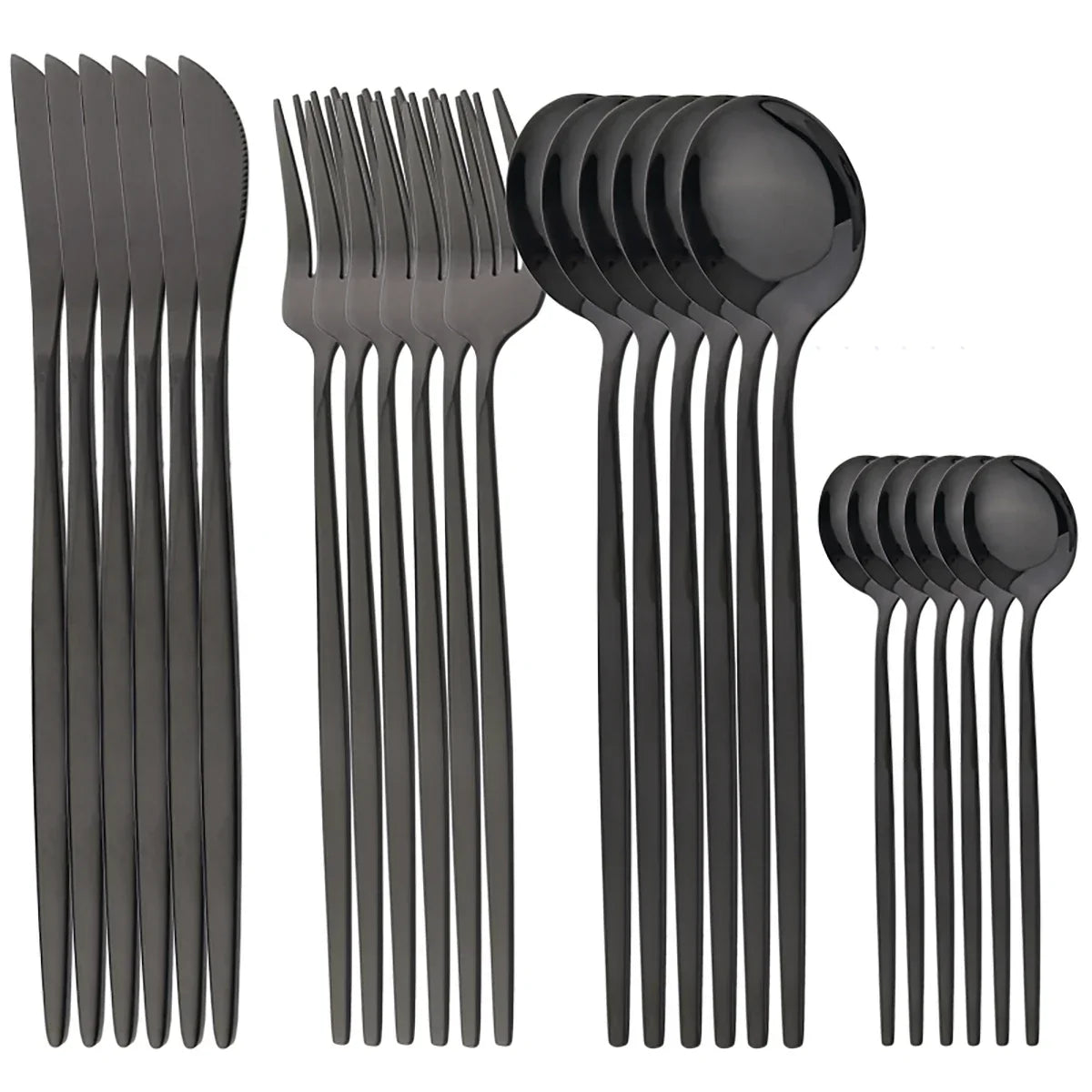 24Pcs Gold Tableware Sets Stainless Steel Cutlery Knife Tea Fork Coffee Spoon Flatware Dishwasher Safe Dinner Kitchen Dinnerware