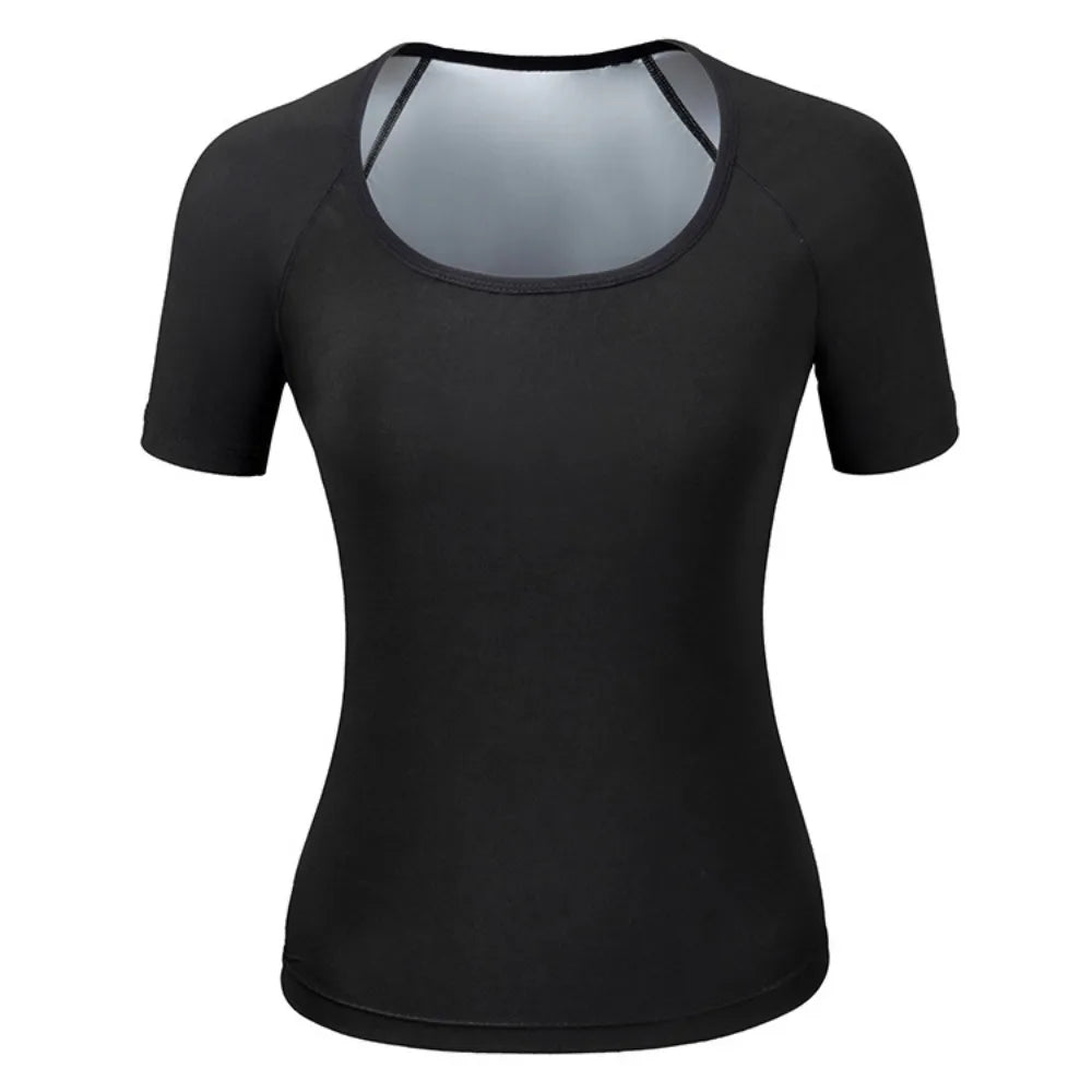 Sweat-resistant Sweat Short Sleeve Fat Burning Waist Trainer Sauna Sweat Shirt Versatile Elastic Workout Compression T-Shirts