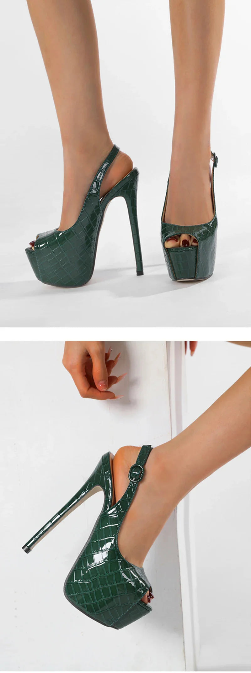 Hlieny Size 35-42 Sexy Peep Toe Extreme Thin High Heels Women Pumps Fashion Back Buckle Strap Sandals Pole Dancing Shoes