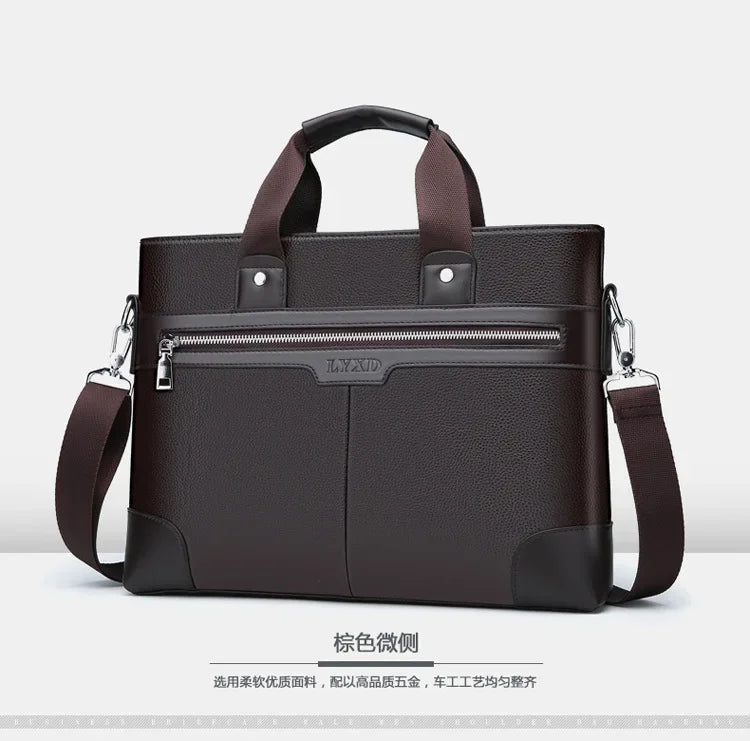 Men PU Leather Shoulder Fashion Business Bags Handbags Black Bag Men for Document Leather Laptop Briefcases Bag