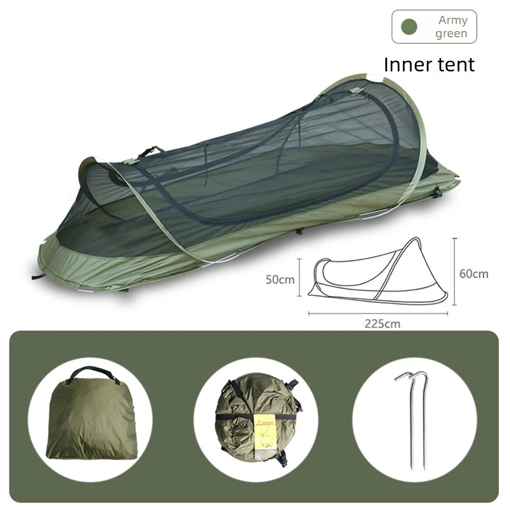 Single Tactical Tent Rainproof Boat Tent Folding Bed UV Protection Portable Outdoor Camping Hiking Mountaineering Gazebo